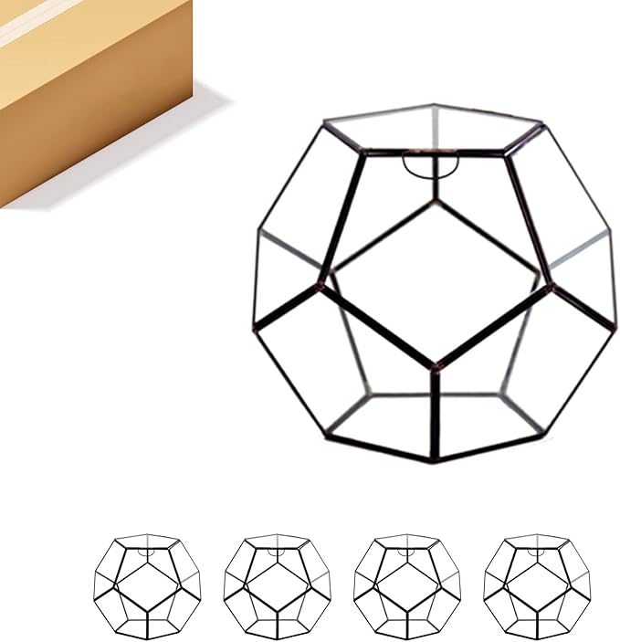 WGV Geometric Planter Terrarium Bulk, Width 8.7" Height 7.5" Clear Glass Black Frame DIY Succulent air Plant Miniature Fairy Garden Windowsill Tabletop Decor, Globe Geode 4 Pieces