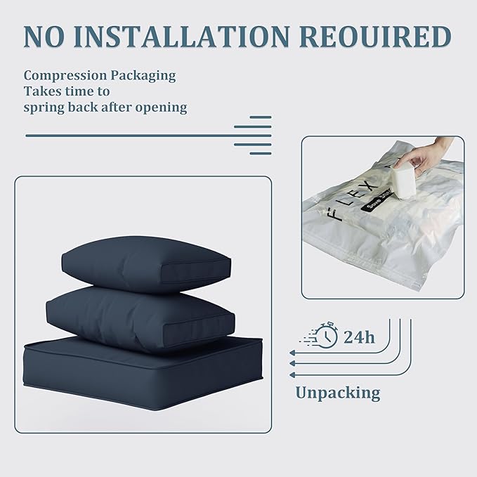 Patio Furniture Cushions, Replacement Outdoor Cushions for 4-Seat Patio Furniture, Waterproof Cushions for Outdoor Sectional Sofa Couch, Navy