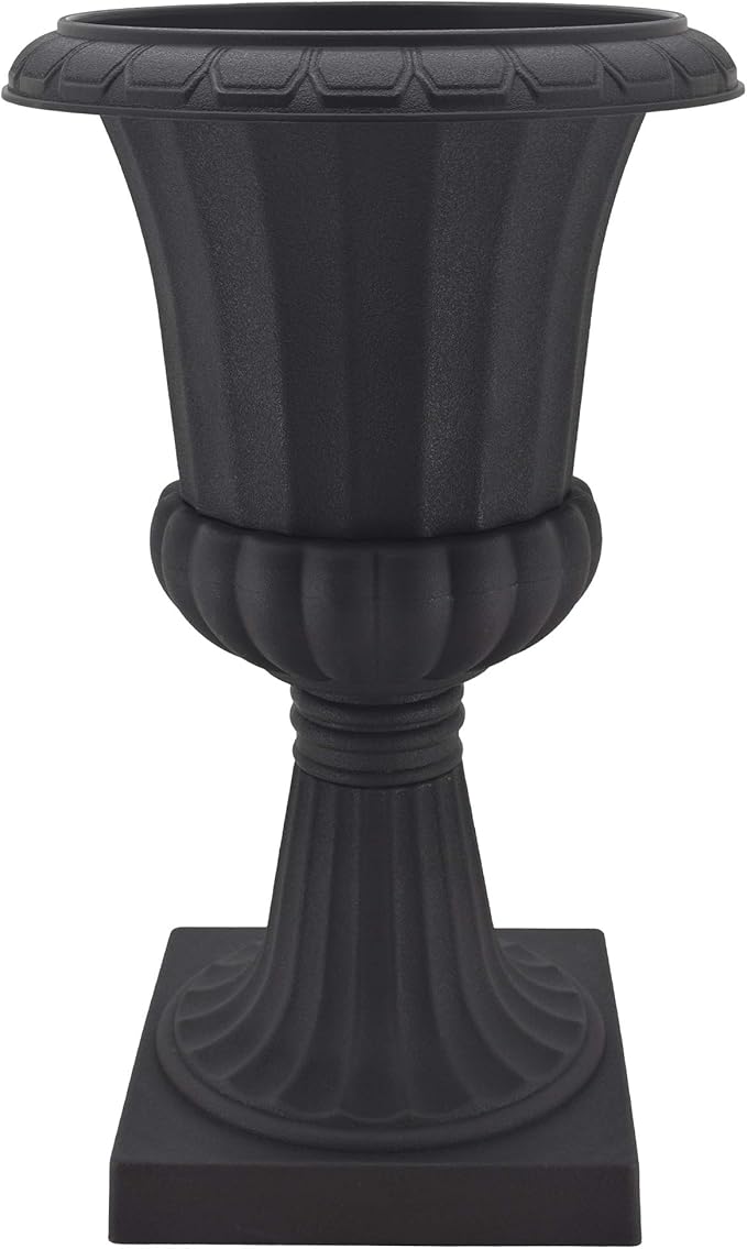 Arcadia Garden Products 2-Pack Deluxe Pedestal Plastic Urn - 16x27 - Black