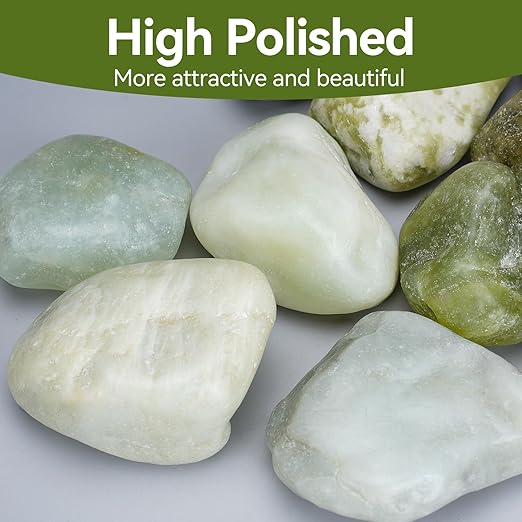40 lbs Jade Pebbles for Indoor Plants, 2-3 Inch Polished River Rocks, Decorative Garden Rocks Outdoor Landscaping, Large Natural Stone for Walkways, Yard, Vases, Crafts