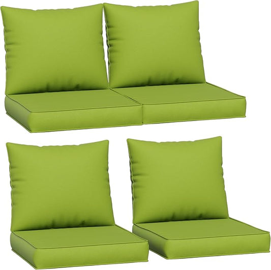 Amopatio Outdoor Chair Cushions 22.5"× 20.3" × 4", Set of 4 with Removable Cover, Waterproof & Fade Resistant seat Cushions for Patio Furniture, Grass Green
