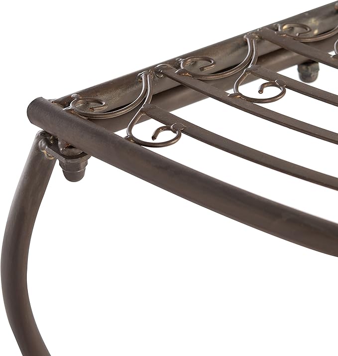 SAFAVIEH Outdoor Furniture Collection – Abia Rustic Brown Wrought Iron 50-Inch Curved Tree Bench, Garden & Patio Seating (PAT5018B)