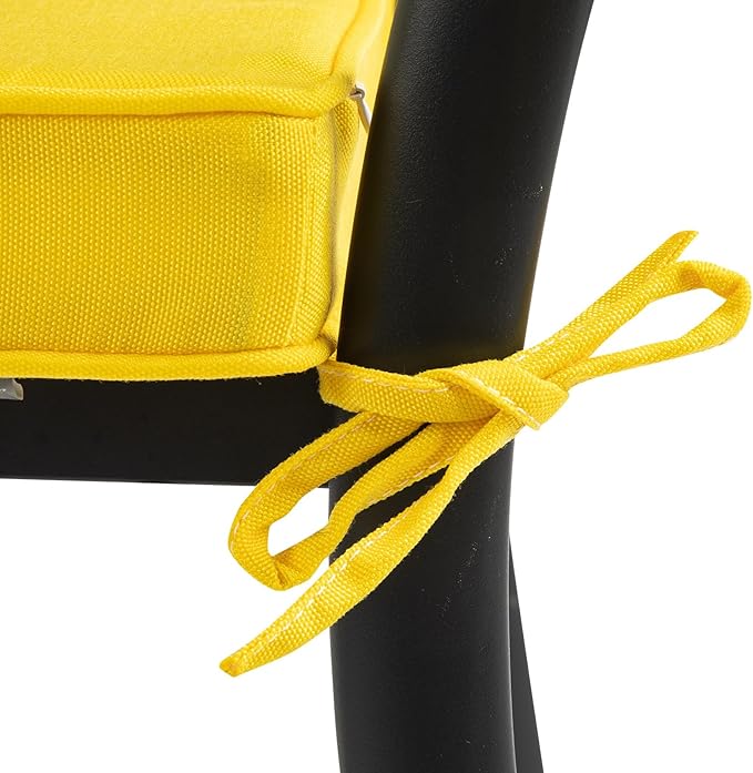 FUNHOME Outdoor Chair Cushions 18x18 Inch,Set of 2,Water Resistant Chair Pads with Ties,Square Seat Cushion 18"x18"x2.5",Patio Chair Cushion for Garden,Backyard Furniture(Yellow)