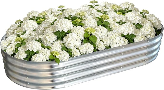 Galvanized Raised Garden Bed Outdoor, Large Raised Bed for Gardening, 6x3x1ft Oval Metal Planter Box for Vegetables, Fruits, Flowers, Silver