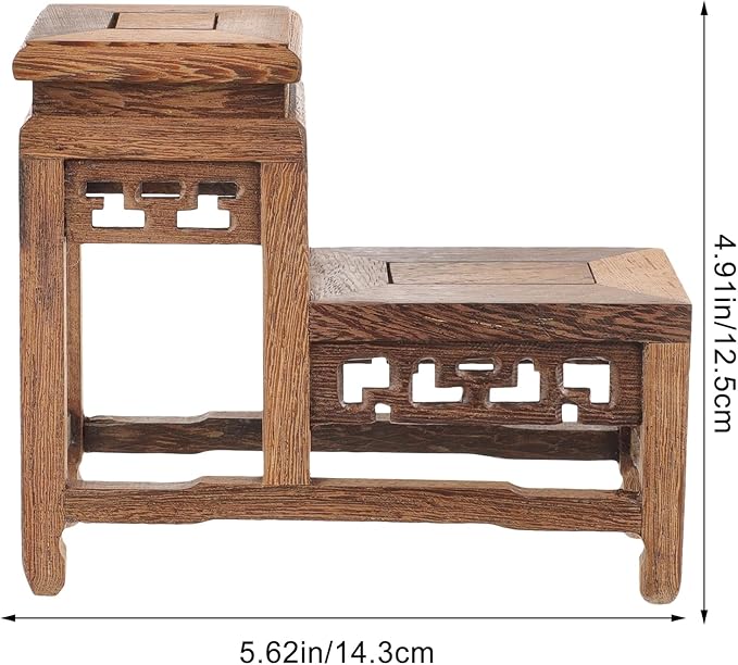DOITOOL Wooden Plant Stand Indoor 2 Tier Wood Plant Shelf Wooden Planter Risers Flower Stand Vintage Display Planter Display Figurine Display Base for Home Garden