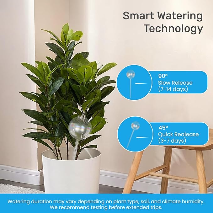 Automatic Plant Watering Globes Self Watering Planter Inserts (Set of 6) | Hands Free Clear Glass Bulbs | Planter Spikes to Support Indoor & Outdoor Plant Health (200ml)