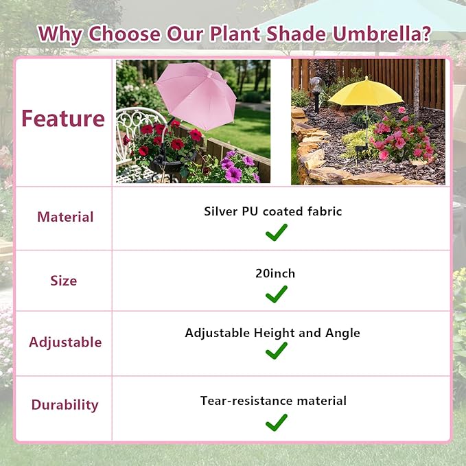 2Pcs Adjustable Plant Shade Umbrella for Outdoor Plants, Plants Shade Cover, Sun Shade Cloth for Plants, Potted Plants, Garden Beds