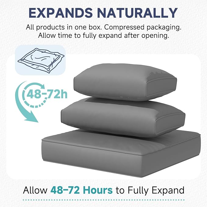 HOMREST Outdoor Replacement Cushions for Patio Furniture,Water-Repellent Sofa Cushion for 4-Seat Rattan Wicker Sectional Patio Conversation Sets,9-Piece Cushions Set for Outdoor Couch,Gray
