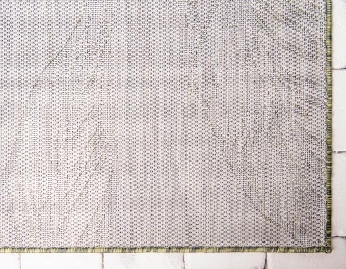 Unique Loom Outdoor Botanical Collection Area Rug - Leaf (7' 1" x 10' Rectangle, Green/ Ivory)