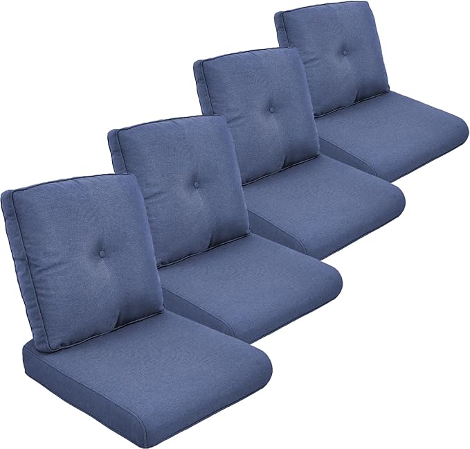 Outdoor Cushion Set of 4, Waterproof Outdoor Seat Cushions 25x22, Patio Chair Cushions for Outdoor Furniture, Couch Cushion Replacement, Include 4 Back & 4 Seat Cushions, Navy Blue