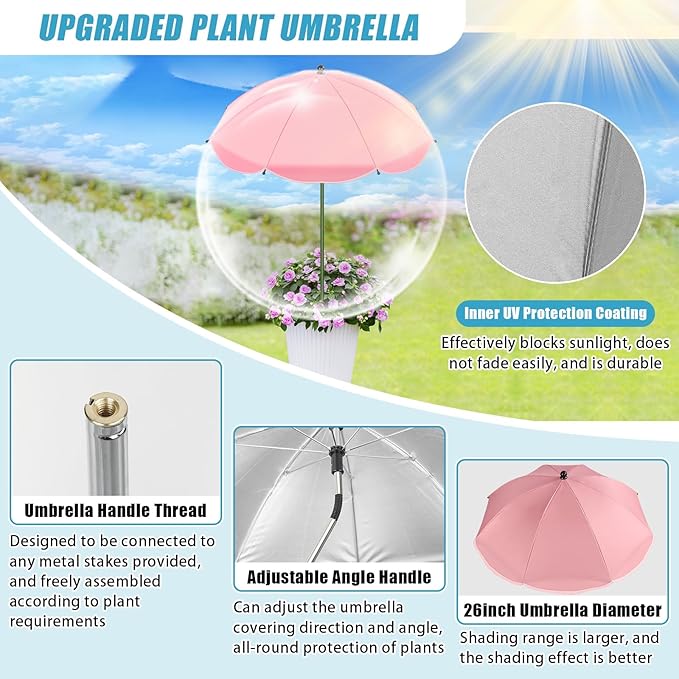 Plant Shades for Outdoor Plants, Plant Umbrellas for Garden Plants, Plant Shade Umbrella 4 Pack with Sun Cover, Cloth Protection for Garden Outdoor Plants
