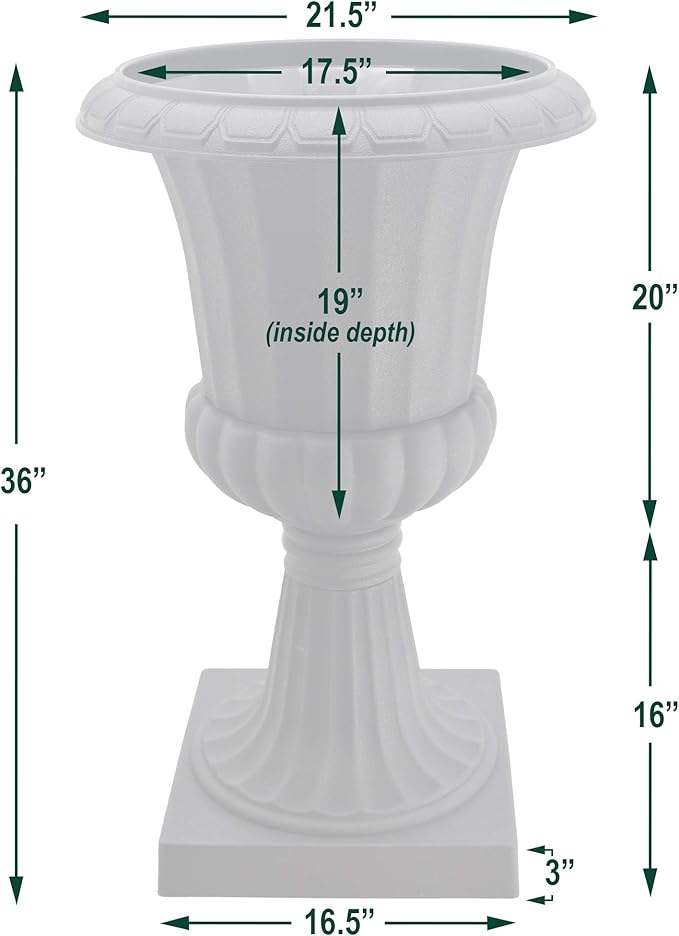 Arcadia Garden Products Black Deluxe Plastic Urn 22"x36" 2 Pack