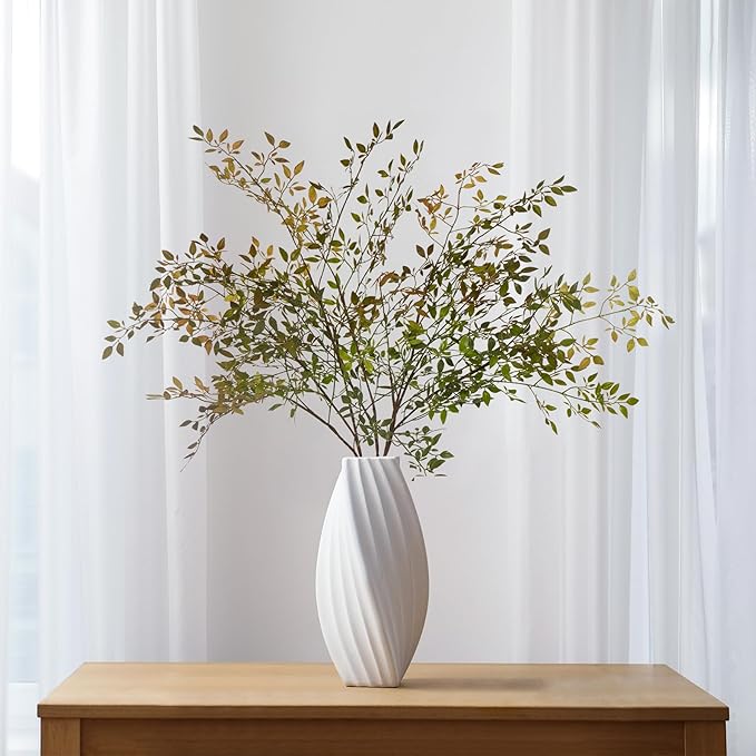 Plastic Greenery Stem Vase with Simulated 43.3 inches Stems and Branches Simulated Eucalyptus Leaves for Indoor Bedroom Living Room Dining Table Outdoor Garden Decoration