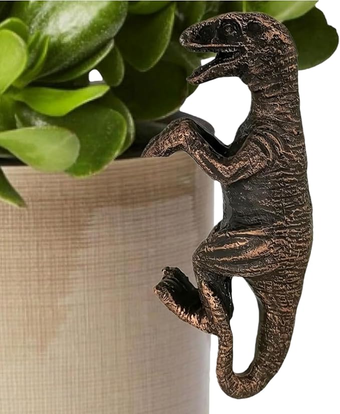 Dinosaur Plants Pot Hanger Flower Pot Decorations Pot Hugger Resin Statue Sculptures Dinosaur Flower Figurine for Garden Outdoor Fairy Garden Fence Lawn Cute Animal Ornaments Home Office Decoration