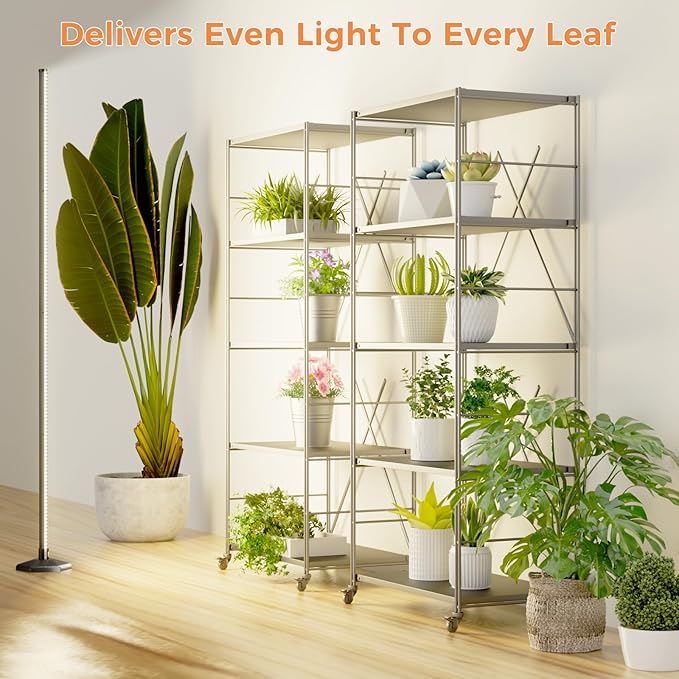Grow Lights for Indoor Plants, 44W 192 Led Full Spectrum Plant Light, 5.4FT Adjustable Length Standing Grow Light with Timer/Six Leg Base for Greenhouse/Garden