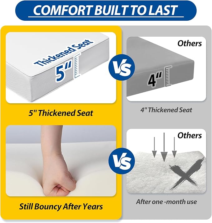 AAAAAcessories Outdoor Seat Cushions for Chairs, Fade-Resistant, Waterproof Patio Furniture Replacement Cushions, 22" x 24" x 5" + 22" x 19", Set of 4, Creamy White