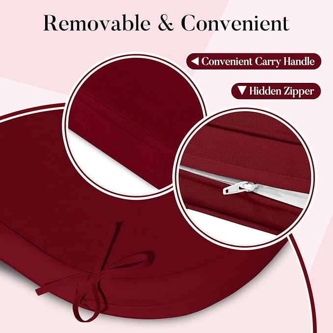 Basic Beyond Outdoor Cushions for Patio Furniture: Waterproof & UV Resistant Outdoor Chair Cushions Set of 4-19 x 19 x 3 Inch Thick Patio Chair Cushions with Adjustable Ties & Handle, Burgundy