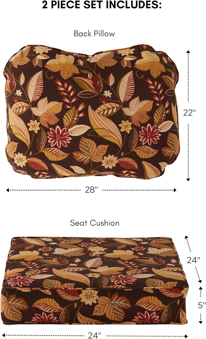 Greendale Home Fashions 2-Piece Outdoor Deep Seat Cushion Set, Russet