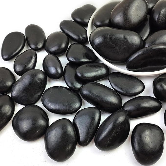 Polished Black River Rocks - 2-3 inch 20LB High Polished Decorative Pebbles, Stones for Landscaping, Natural River Rocks for Outdoor Décor, Plants,Vase Filler,Fish Tank