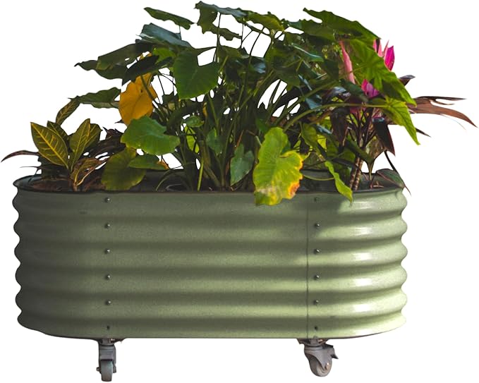 Vego garden 2 x 4 ft Self Watering Rolling Garden Bed-Olive Green