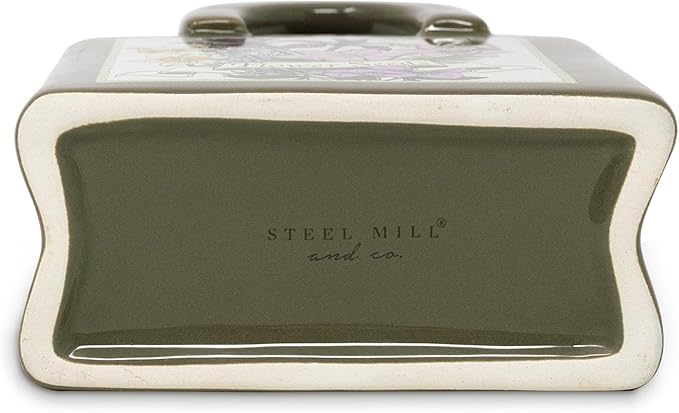 Steel Mill and Co Mini Ceramic Tote Bag Vase, Novelty Wildflower Garden Shop Planter, Unique Desk Pen Holder & Pencil Cup, Small Succulent Pot & Home Decor (Wildflowers)