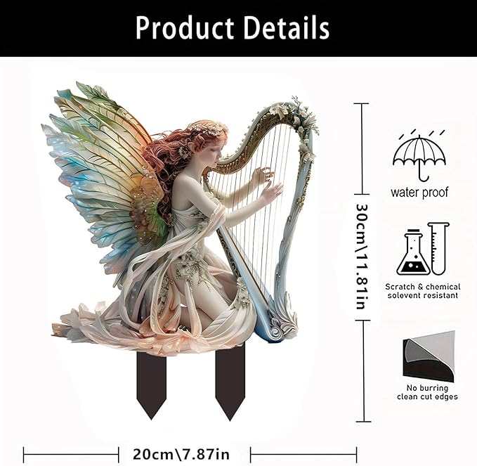 Bohemian Fairy Flower Pot Decor - Planter Pots Decor & Garden Accessories for Home or Garden (Harp Elf)