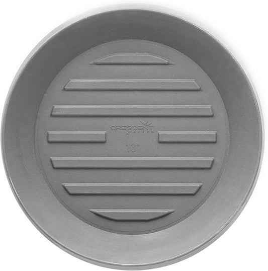 Crescent Garden Universal Round Planter Saucer – Heavy-Duty Drainage Tray for Indoor & Outdoor Use – Fits Pots with 11" Base (15" Total Outer Diameter) - Ash Grey