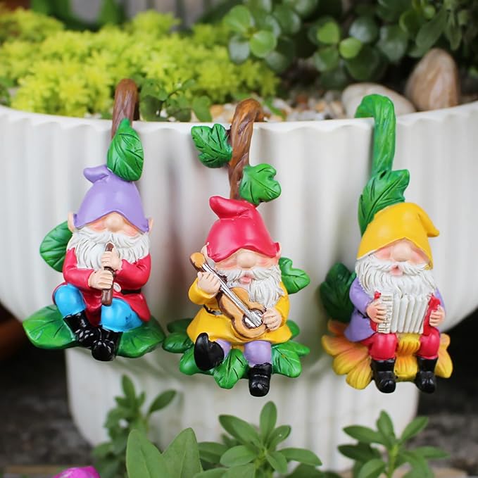 3PCS Christmas Musical Gnomes Tree Faces Decor Outdoor for Yard, Gnomes Dwarf Statue, Outdoor Fairy Garden Resin Crafts, Flower Pot Landscape Dwarf, Micro Landscape Pendant Ornaments