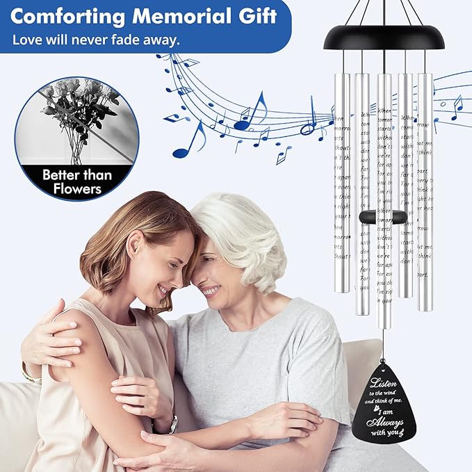 Sympathy Gift Wind Chimes for Outside - 36'' Large Memorial Wind Chimes for Loss of Loved One, Bereavement Gifts Windchimes in Memory of Loved One, Mother/Mom/Father, Condolence Remembrance Deep Tone