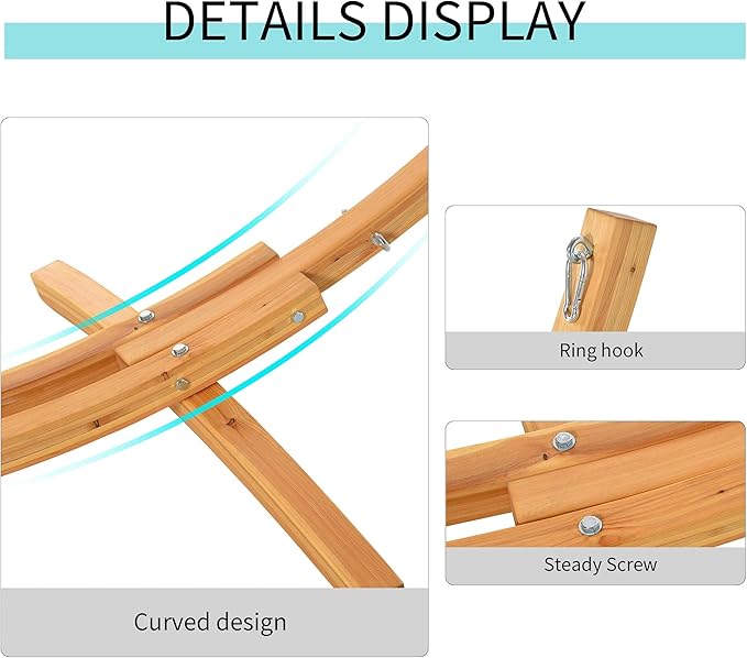 10.6' Wooden Hammock Stand Universal Garden Picnic Camp Accessories, 264lbs, Natural