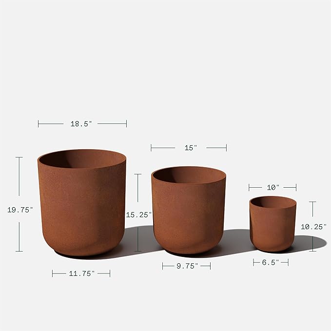 Veradek Patina Series Kona Planter - Round Planter for Outdoor Porch/Garden | Naturally Rusting Planter for All-Weather Use