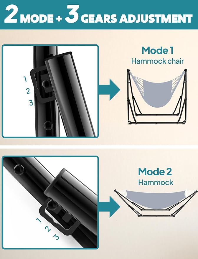 Anyoo 2 in 1 Hammock and Swinging Chair with Collapsible Steel Stand & Carrying Case,Portable & Adjustable,Easy Set Up for Outdoor,Indoor,Patio,Garden,Camping Trip