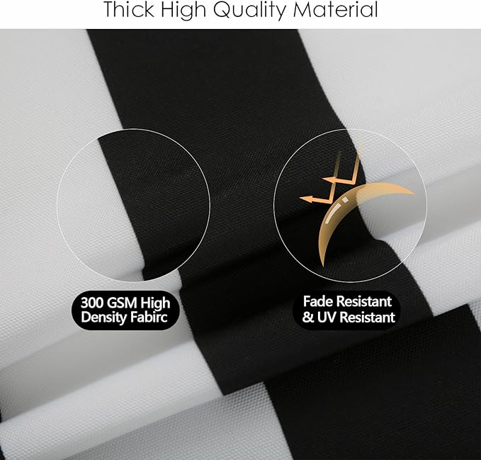 idee-home Outdoor Chair Cushions Set of 2, Thick 19" x 19" x 3" Patio Chair Cushions for Outdoor Furniture Waterproof with Ties, Outdoor Seat Cushion, Patio Chair Pads Dining Chair Black Stripes