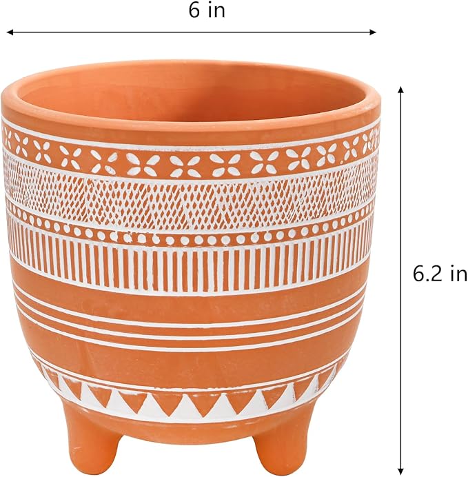 Frcctre 2 Pack Terracotta Pots, 6 Inch Succulent Clay Pottery Plant Pots Cactus Terra Cotta Flower Pot with Drainage Hole for Indoor Plants, Cactus, Succulent, Herbs