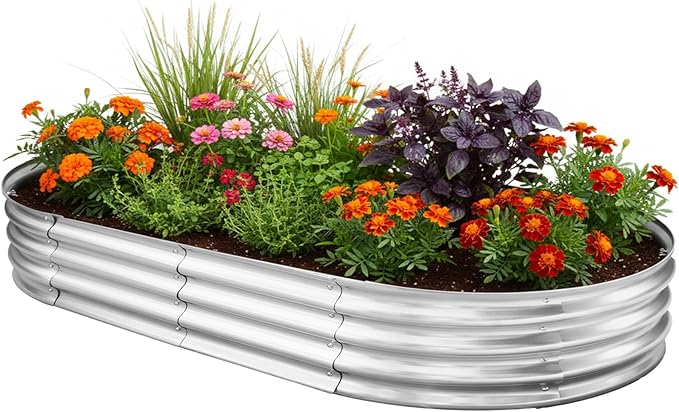 TATAANTY Galvanized Raised Garden Bed for Outdoor: Durable Metal Vegetable Plant Container Kit - Planter Box for Gardening Flower Trough