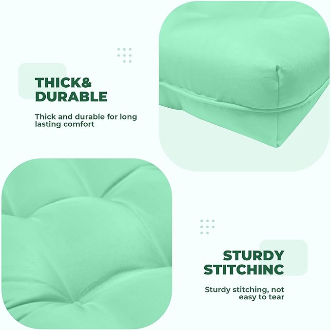 Wicker Chair Cushions, Waterproof Outdoor Loveseat Cushions for Patio Furniture, Tufted Wicker Furniture Cushions, 1 Loveseat and 2 U-Shaped Cushions, Cyan