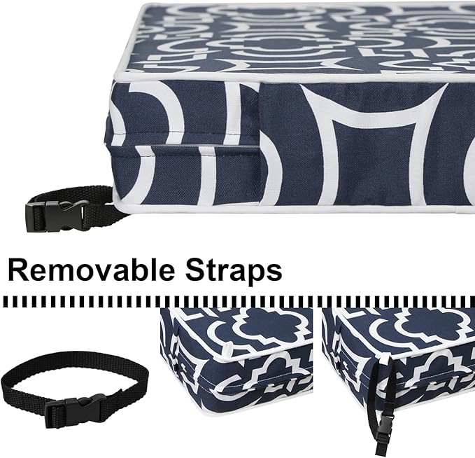 Outdoor Loveseat Cushion Set 44'' x 24'', Outdoor Cushions for Patio Furniture with Fastness Cover, Water Repellent Outdoor Seat Cushion and Couch Back Cushions for Bench, and Swing (Blue Geometry)