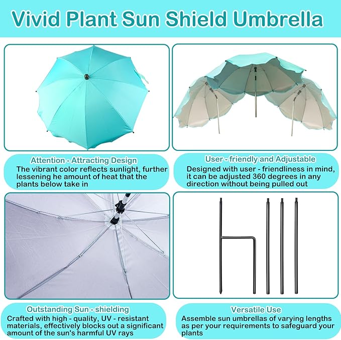 Plant Umbrellas for Outdoor Plants, Adjustable Garden Shade Umbrella Larger Size Plants Shade Cover Umbrella Sun Protection for Potted Plants Garden Beds from Direct Sunlight