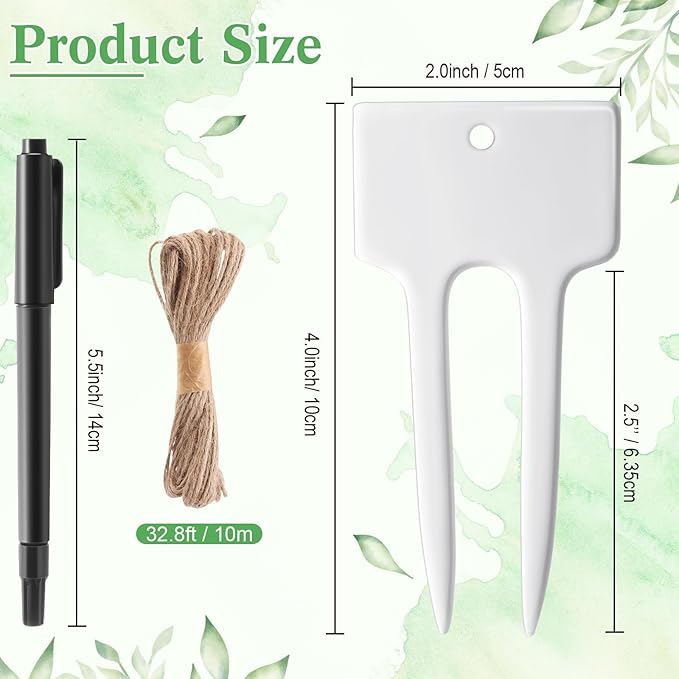 24 Pack Ceramic Plant Labels Garden Markers 4 Inch T-Type Plant Name Tags Herbs Succulent Name Tags for Indoor Outdoor Markers Tree Reusable Waterproof Label Stakes