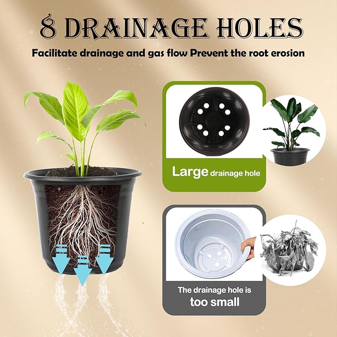 100 Packs Nursery Pots,3 Inches Plastic Nursery Pots for Plants with Drainage Holes, Seed Starting Garden Pots of Flower Plant Container for Succulents, Cuttings, Transplanting (100, 3 Inch)