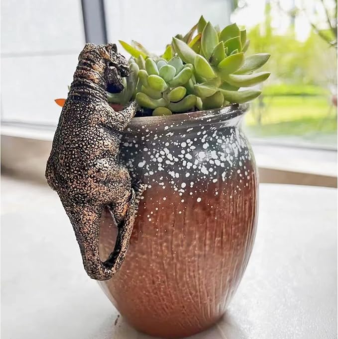 Mini Resin Dinosaurs, Dinosaur Garden Statues, Flower Pot Plant Decoration, Fairy Garden Accessories, for Family or Friends, It Can Make Your Flowerpot More Vibrant (Tyrannosaurus Rex)
