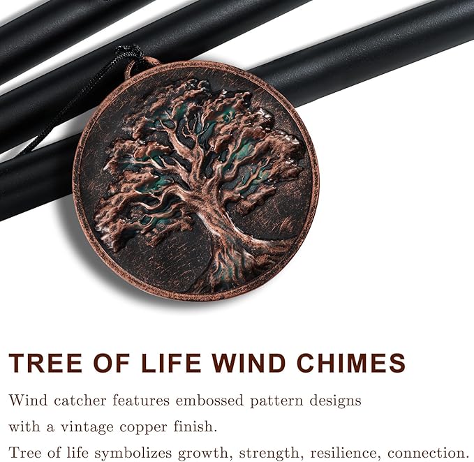 Wind Chimes for Outside, Vintage Tree of Life Deep Tone Wind Chime Outdoor Clearance, Memorial/Festivals/Birthday Gift for Mom Dad Women Grandma, Garden Porch Patio Decor (34" Tree of Life)