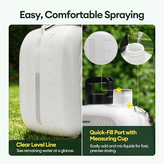 2 Gallon Electric Sprayer, Battery Powered Spray Bottle, Automatic Water Pump Plant Mister, Weed Yard Sprayer with 3 Nozzles, Ergonomic Handle, 3 Hours Long Battery Life