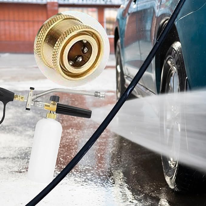 Foam Cannon Pressure Washer Kit - Double Nozzle Sprayer, Connector | Versatile Cleaning Accessory, High-Pressure Detailing Tool with Multi-Purpose Use During Home Exterior Washing, Auto Care, Garden