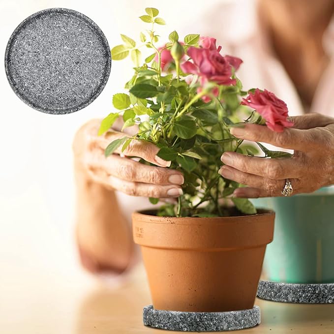 Round 4 Inch Ceramic Plant Saucer Round Tray Set of 2 for Indoor Small Flower Pots Home Garden Outdoor Flower Plant Pot,Marble Saucers