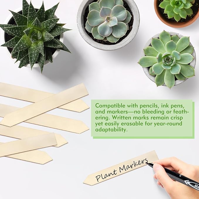 30Pcs Wooden Plant Labels, Outdoor Indoor Garden Markers and Name Tags for Seedlings Flowers Vegetables - Reused Waterproof Plant Label Stakes, 6 x 0.78in