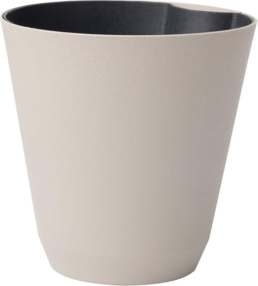 14 Inch Beige Resin Self-Watering Flower Pot - Large Capacity Planter with Automatic Watering System for Indoor Outdoor Plants, Herbs, Succulents, Garden & Home Decor