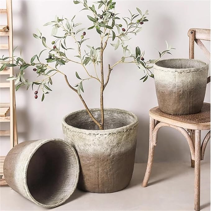 Vintage Plant Pot Flower Pots with Drainage Holes Creative Large Floor Planters Garden Decor(Medium)