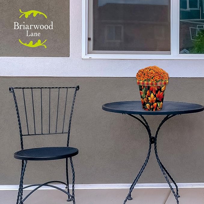 Briarwood Lane Fall Planter 8.5" x 8.5" x 8.5" Autumn Color Leaves Small for Fall Planter