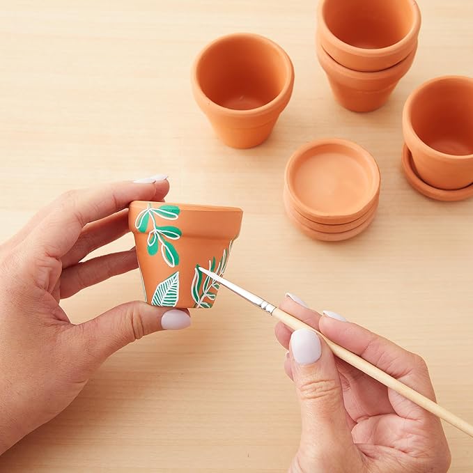 Juvale Mini Terracotta Pots with Saucers - 2.2 x 2.2 x 1.9 in, Brown, 16-Pack, Rustic - Succulent & Cactus Pots with Drainage Hole & Plant Saucer for Garden Decor